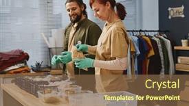  Presentation with homeless people - PPT layouts enhanced with young-male-and-female-volunteers background and a tawny brown colored foreground