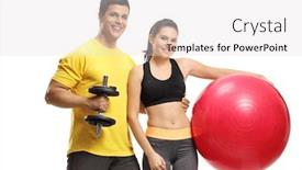  Presentation with pilates - Amazing PPT layouts having young-male-and-female backdrop and a light gray colored foreground