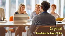  Presentation with young business people - Audience pleasing presentation design consisting of young-male-applicant-having backdrop and a tawny brown colored foreground