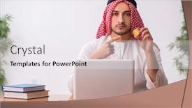  Presentation with employee working in industry - Cool new theme with young-male-arab-employee-working backdrop and a sky blue colored foreground