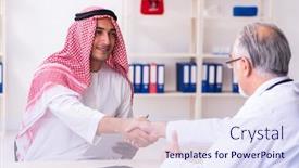  Presentation with arab - Beautiful PPT layouts featuring young-male-arab-visiting-experienced backdrop and a sky blue colored foreground