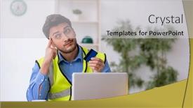  Presentation with credit card - Theme featuring young-male-architect-holding-credit background and a  colored foreground