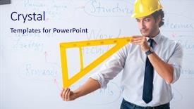  Presentation with whiteboard kids cute cartoon - Slide deck having young male architect in front background and a  colored foreground