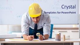  Presentation with whiteboard - PPT theme consisting of young male architect in front background and a  colored foreground