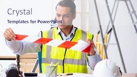  Presentation with architect - Theme enhanced with young-male-architect-working-indoors background and a sky blue colored foreground