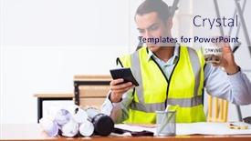  Presentation with architect - Theme consisting of young-male-architect-working-indoors background and a sky blue colored foreground