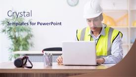  Presentation with architect - Amazing presentation theme having young male architect working in the office backdrop and a sky blue colored foreground