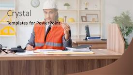  Presentation with architect - Cool new presentation design with young-male-architect-working backdrop and a soft green colored foreground