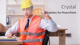  Presentation with ways working - PPT layouts featuring young-male-architect-working background and a light gray colored foreground