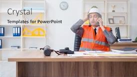  Presentation with architect - PPT theme having young-male-architect-working background and a sky blue colored foreground