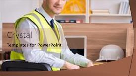  Presentation with architect - Slide set featuring young-male-architect-working background and a coral colored foreground