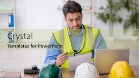  Presentation with architect - Slides with young-male-architect-working and a yellow colored foreground