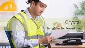  Presentation with architect - Presentation theme consisting of young-male-architect-working and a yellow colored foreground