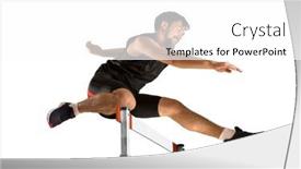  Presentation with athlete - Presentation theme having young-male-athlete-at-hurdle background and a  colored foreground