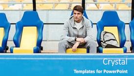  Presentation with sportswear - Cool new PPT layouts with young-male-athlete-in-sportswear backdrop and a teal colored foreground