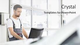  Presentation with computer-repair - Amazing PPT layouts having young male automobile mechanic using backdrop and a white colored foreground