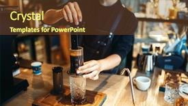  Presentation with pile of fresh cassava - Amazing PPT theme having young male barista makes fresh backdrop and a tawny brown colored foreground