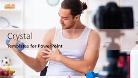  Presentation with blogger - Audience pleasing PPT theme consisting of young-male-blogger-in-dieting backdrop and a lemonade colored foreground