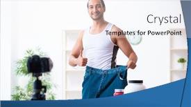  Presentation with blogger - Beautiful theme featuring young-male-blogger-in-dieting backdrop and a sky blue colored foreground