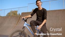  Presentation with bmx - Slide deck with young-male-bmx-biker-leisures background and a violet colored foreground