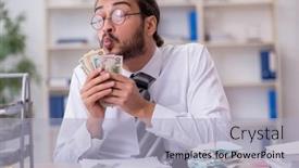 Presentation with budget - Audience pleasing slide deck consisting of young-male-bookkeeper-in-budget backdrop and a light blue colored foreground