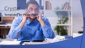  Presentation with budget - Colorful theme enhanced with young-male-bookkeper-in-budget backdrop and a light blue colored foreground