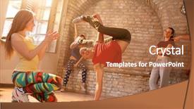  Presentation with brake - Audience pleasing theme consisting of young male brake dancer backdrop and a red colored foreground