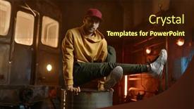  Presentation with steel - PPT layouts enhanced with young-male-breakdancer-dancing background and a  colored foreground