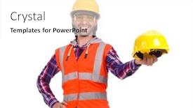  Presentation with contractor - Slide set having young-male-builder-contractor-isolated background and a white colored foreground