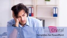  Presentation with unhappy - PPT theme enhanced with young-male-businessman-employee-unhappy background and a  colored foreground