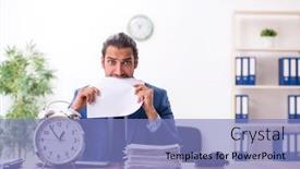  Presentation with working - Beautiful slide set featuring young-male-businessman-working backdrop and a light blue colored foreground