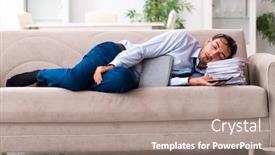  Presentation with home - Slides with young-male-businessman-working background and a coral colored foreground