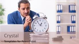  Presentation with office - Amazing presentation theme having young-male-businessman-working backdrop and a coral colored foreground