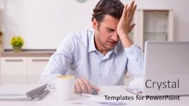  Presentation with home - Beautiful PPT layouts featuring young-male-businessman-working backdrop and a light gray colored foreground