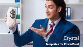  Presentation with working - Slide set consisting of young-male-businessman-working background and a navy blue colored foreground