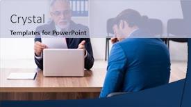  Presentation with old young - Slide set consisting of young-male-candidate-employee-meeting background and a light blue colored foreground