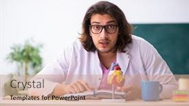  Presentation with cardiologist - Cool new PPT layouts with young-male-cardiologist backdrop and a coral colored foreground