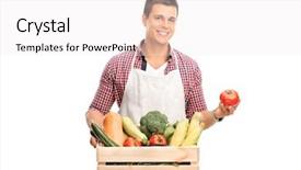  Presentation with leafy vegetables single - Amazing slide set having young male chef in white backdrop and a white colored foreground