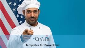  Presentation with vote - Presentation featuring young-male-chef-of-restaurant background and a teal colored foreground