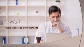  Presentation with soft drink - Slides featuring young-male-chemist-examining-soft background and a soft green colored foreground