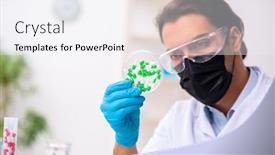  Presentation with drug synthesis - Slide set enhanced with young-male-chemist-in-drug background and a sky blue colored foreground