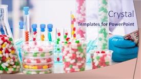  Presentation with drug synthesis - Beautiful presentation theme featuring young-male-chemist-in-drug backdrop and a sky blue colored foreground