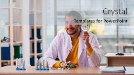  Presentation with drug synthesis - Theme having young-male-chemist-in-drug background and a lemonade colored foreground