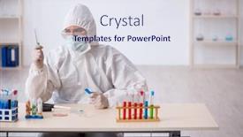  Presentation with drugs - PPT layouts enhanced with young-male-chemist-in-drugs background and a sky blue colored foreground