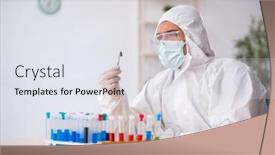  Presentation with drugs - Theme having young-male-chemist-in-drugs background and a  colored foreground