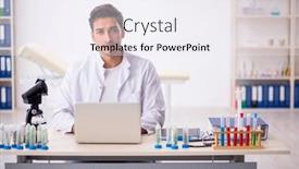  Presentation with drugs - PPT theme consisting of young-male-chemist-in-drugs background and a sky blue colored foreground