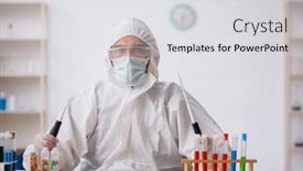  Presentation with drugs - PPT layouts consisting of young-male-chemist-in-drugs background and a  colored foreground