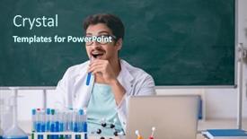 Presentation with chemist - Presentation theme with young-male-chemist-in-front background and a  colored foreground