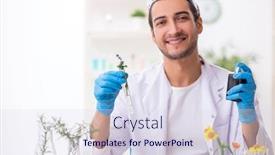  Presentation with perfume - PPT theme consisting of young-male-chemist-in-perfume background and a sky blue colored foreground