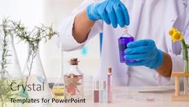  Presentation with chemist - Colorful PPT theme enhanced with young-male-chemist-in-perfume backdrop and a lemonade colored foreground